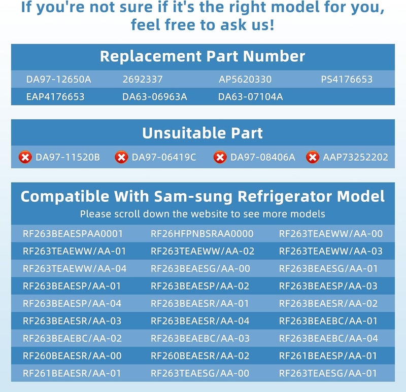 Fetechmate DA97-12650A, DA63-06963A, DA63-07104A (Right Side) Refrigerator Door Shelf Bin Basket Compatible With Sam-sung Refrigerator RF260, RF261, RF263beaesr Door Shelves - By - Image 3
